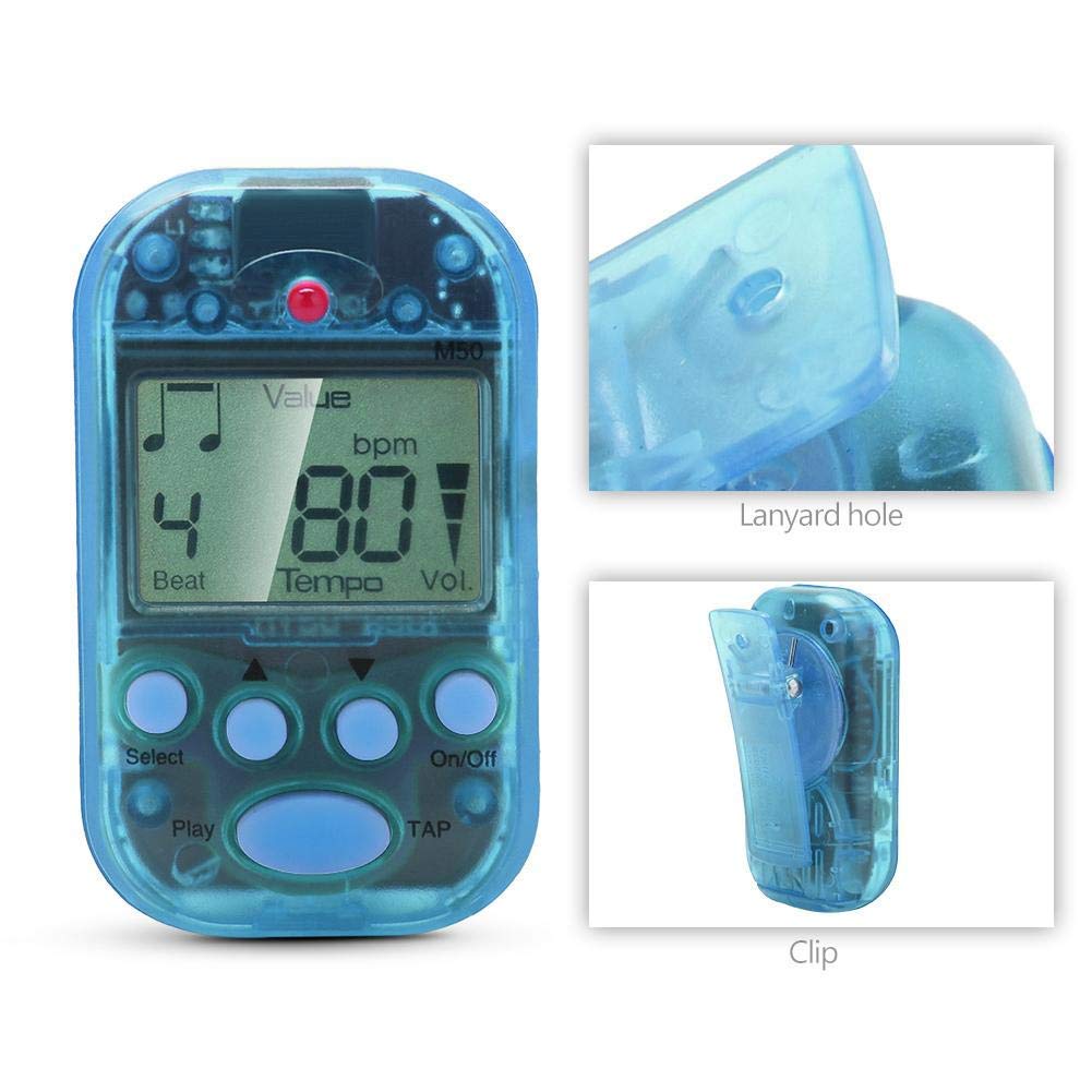 Metrónomo Digital, M5 Meideal Blue Mini metrónomo LCD Multifuncional Digital Beat Tempo(Azul) Regulador Metronomo