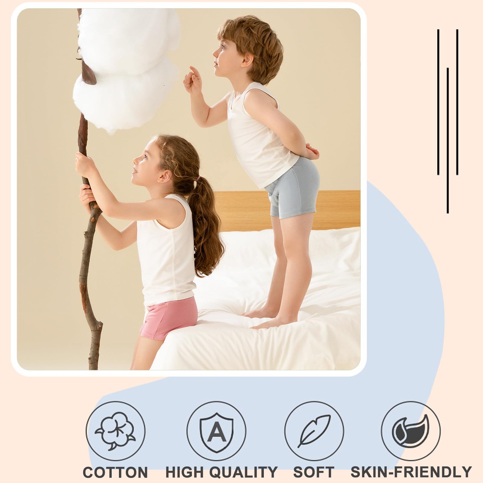 Lot de 4 débardeurs sans manches en coton respirant et doux pour tout-petits filles de 2 à 10 ans