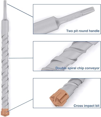 Miniatura 2 de E&K Broca de martillo rotatorio SDS Plus de 1-38 pulgadas para anclar en cemento de piedra de mampostería de cemento de esgrima de paneles de