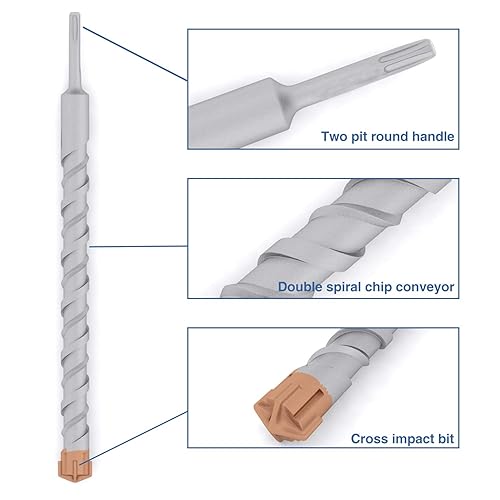 Miniatura 2 de E&K Broca de martillo rotatorio SDS Plus de 1-38 pulgadas para anclar en cemento de piedra de mampostería de cemento de esgrima de paneles de