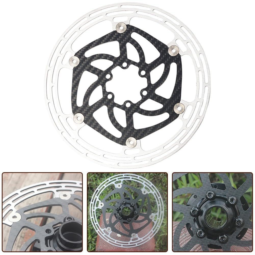 Freno de disco flotante ultraligero para bicicletas que combina soporte de fibra de carbono y disco de acero, adecuado para aplicaciones de bicicleta de montaña y carretera (140 mm (con tornillos))