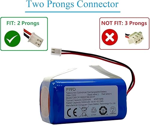 Miniatura 4 de FIVO Batería de repuesto actualizada 3200mAh RVBAT850 para Shark R75, R85, RV850, RV751, RV761, RV851WV, RV871, RV871C, RV1000S, RV101AE,