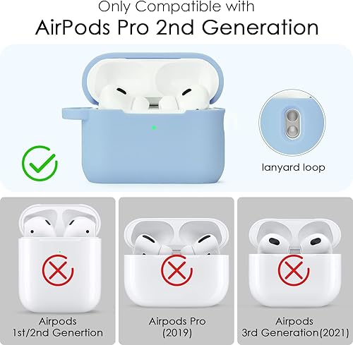 Miniatura 2 de Filoto Funda para Estuche de Airpods Pro de 2 Generación 2022, Linda Funda Protectora de Silicona con Accesorios de Pulsera y Llavero para Nuevos