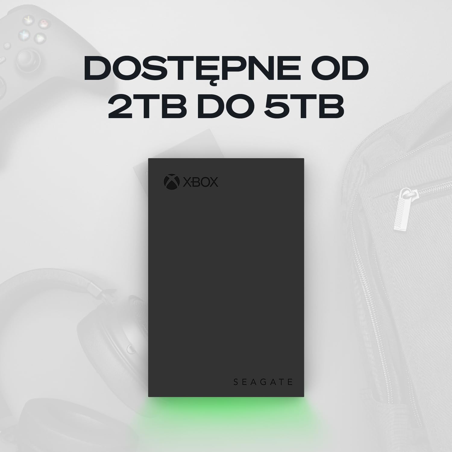 Seagate Game DriveXbox 2TB, Zewnętrzny dysk twardy, USB 3.2 Gen 1, wskaźniki LED RGB, Czarny, Data Rescue Service (STKX2000403)
