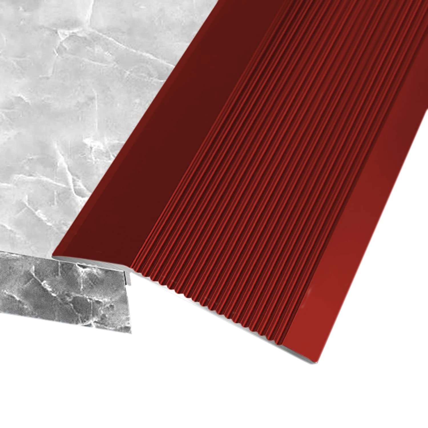 Remys Red Extra Wide Lightweight Thresholds Ramp Carpet To Tile,Aluminum Floor Transition Strip Ucer Flute, For Front Door Balcony Doorways(,Long 90Cm/35.4In)