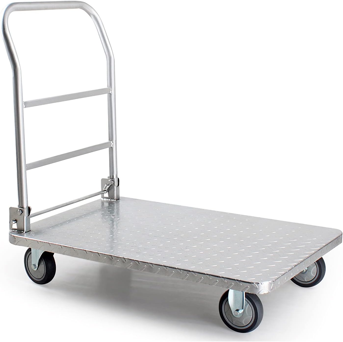 Platform Truck Cart Platform Truck with Foldable Handle and 360 Degree Swivel Wheels Steel Push Hand Cart for Loading and Storage Hand Truck Push Cart Dolly