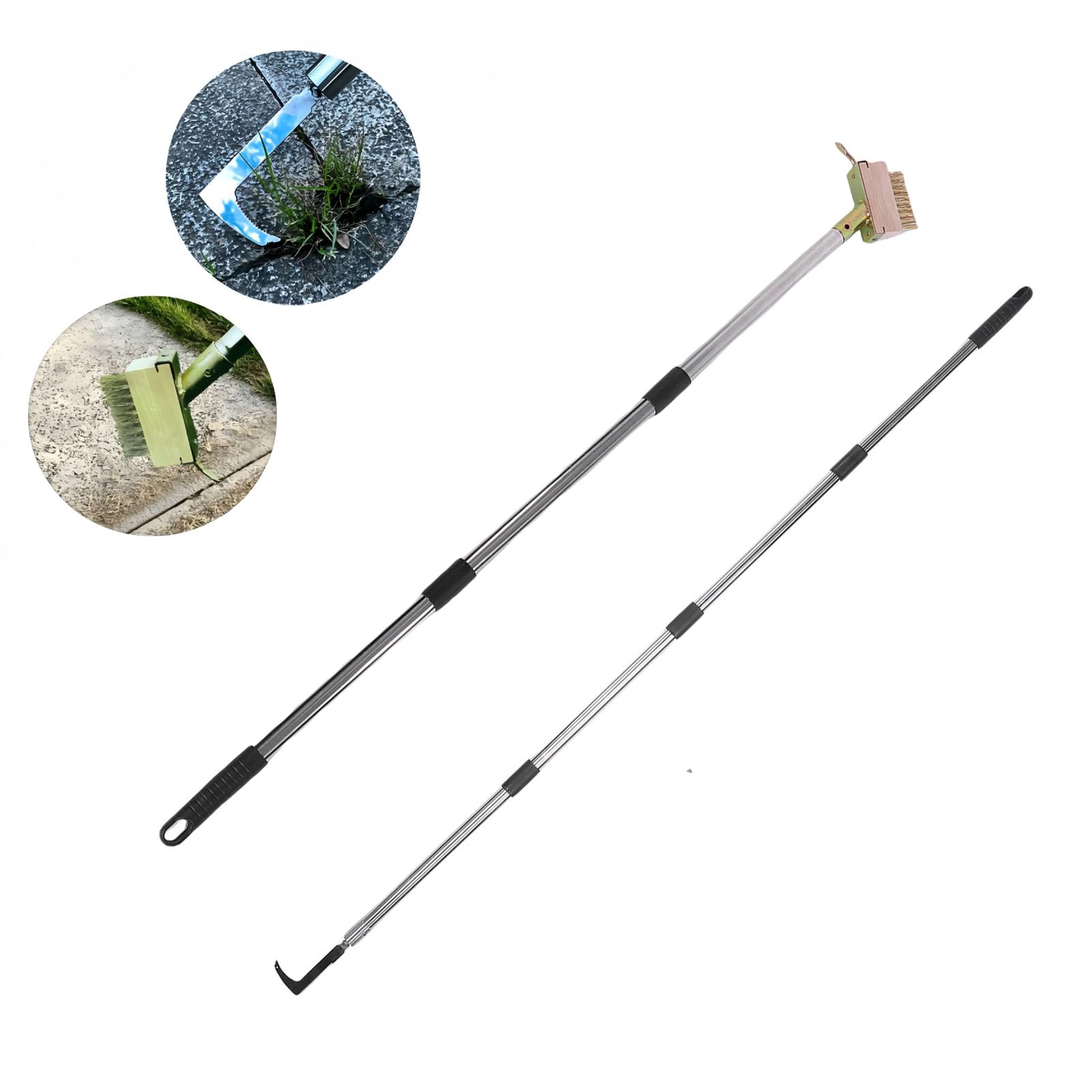 Set di Attrezzi per Sarchiatore con Impugnatura Regolabile, Doppi Strumenti in Acciaio Inossidabile per la Rimozione del Muschio su Terrazze e Vialetti del Giardino