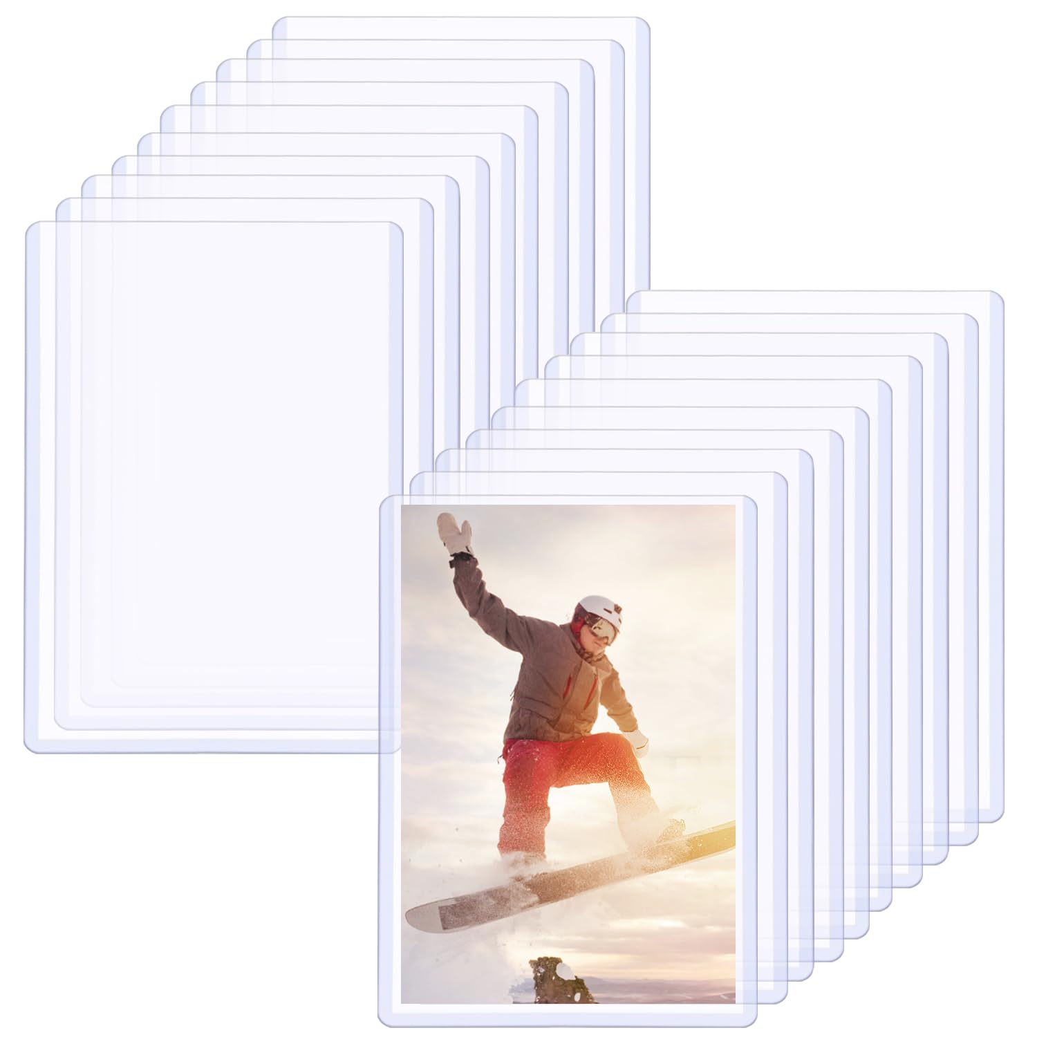 Zooyinfy 20 Pack 4 x 6 Inch Rigid Photo Sleeves, Waterproof Clear Card Protectors, Tear-Resistant Sleeves for Photos, Sports Cards & Trading Cards