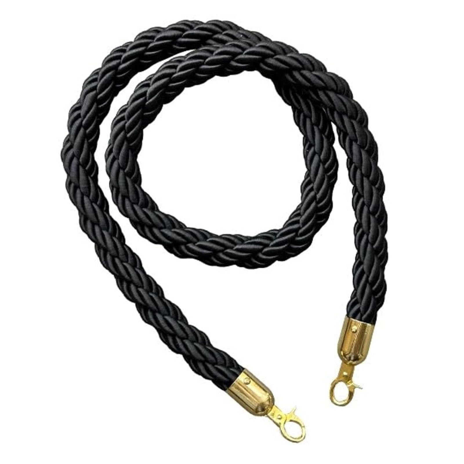 Ghkryd Black Barrier Rope, Queue Rope/Braided Hemp Rope With Gold Hook For Hotel Movie Theaters Hanging Stanchions Post Pole ﻿(,84In/213.4Cm/7Ft)