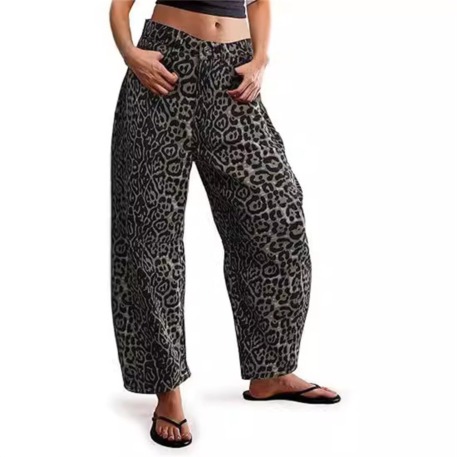 Jeans Donna Curvy Taglie Forti Jeans Vita Alta Gamba Larga Casual Pantaloni Denim Baggy Larghi Curvy Palazzo Pantaloni Elasticizzati Leggeri Pants con Tasche Tempo Libero Push Up