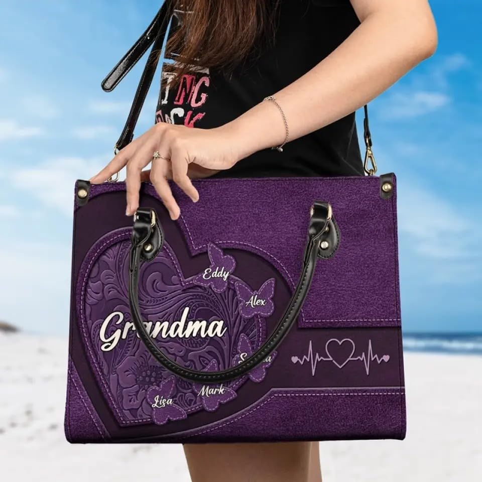 Bolso de cuero personalizado para abuela miniatura 4