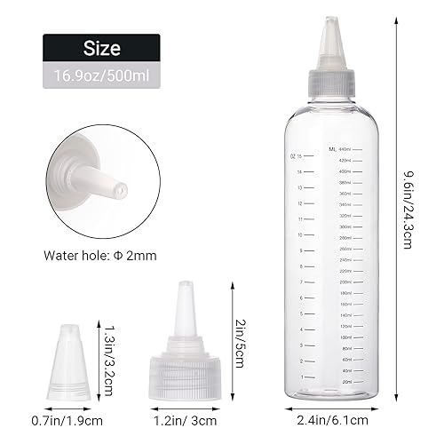 Miniatura 5 de Segbeauty Botellas de tinte para el cabello de 16.9 onzas, 2 botellas aplicadoras de color de cabello medidas recargables de 16.9 fl oz, botella de