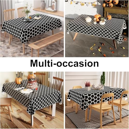 Image of Styleys Dining Table Cover Waterproof with for Kitchen Dining Table Cloth Dust and Oil Repellent (140x180, 1 Table Cover Only, Black Check, CTSLMC155)