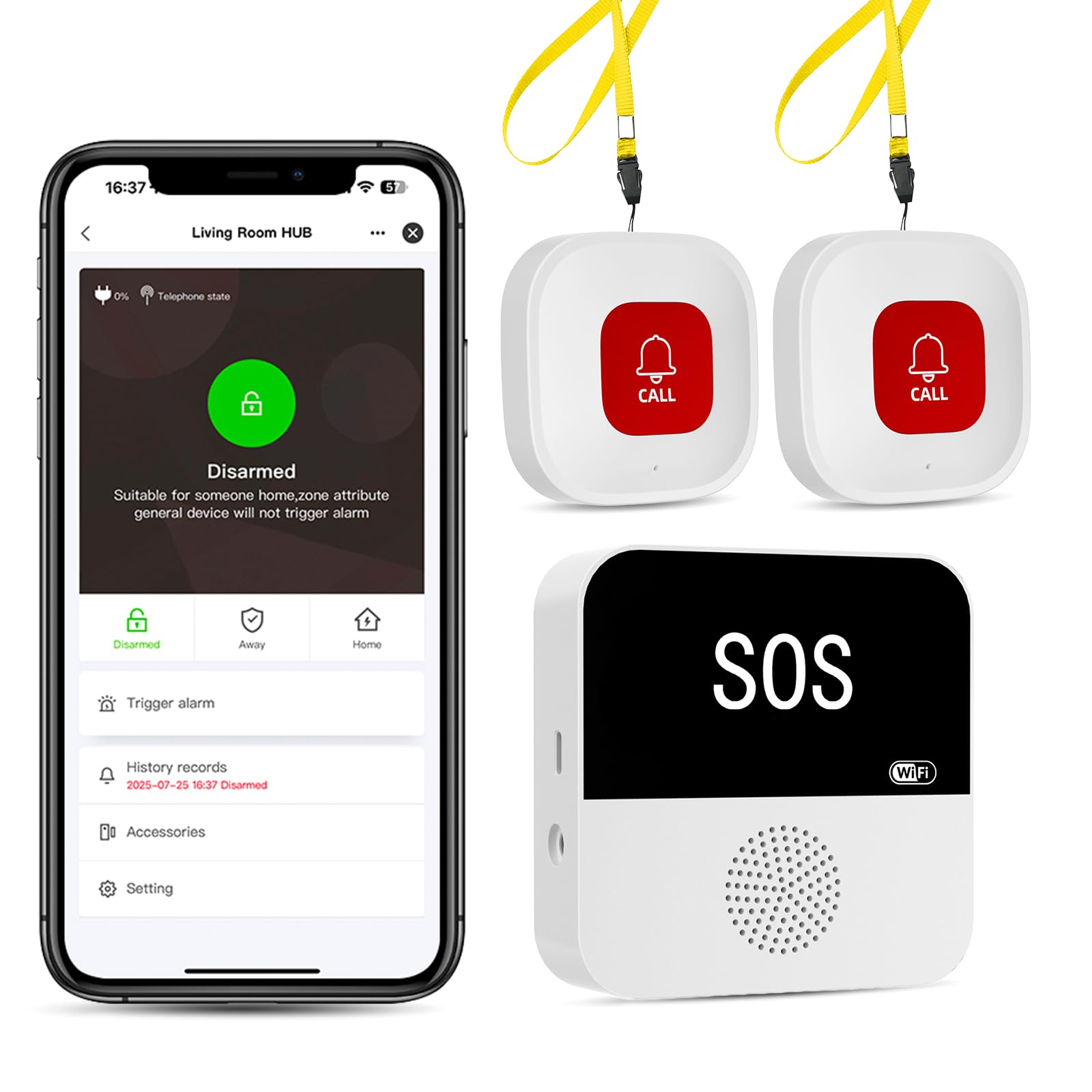 PILSAMAS 2-Pack Notrufknopf für Senioren & WiFi Smart Pager Rufsystem