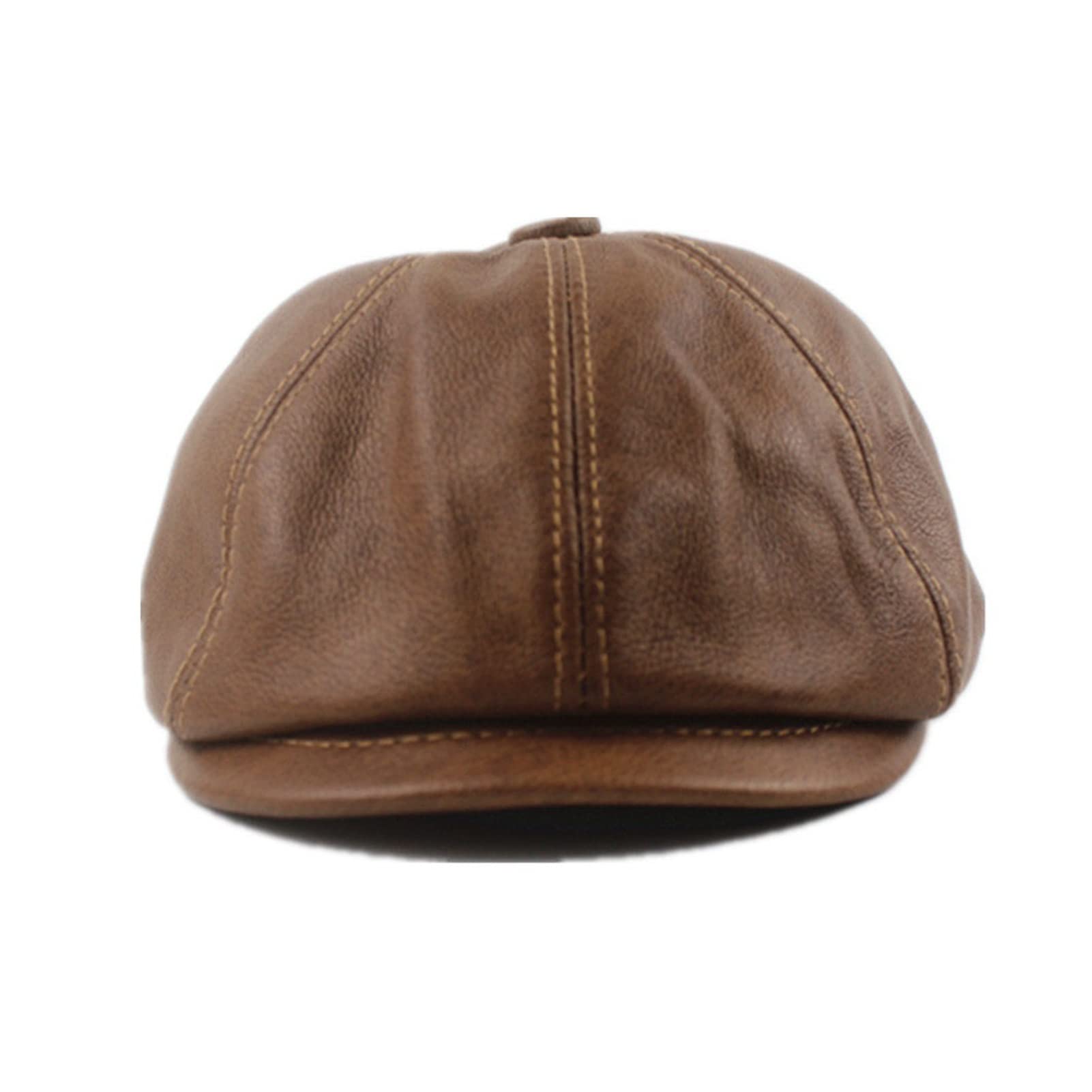 Khaki męska Newsboya Crowskin Skóra Ośmiokątna Czapka Męskie Beret Jesień Zima Mężczyźni Vintage Duckbill Kapelusze