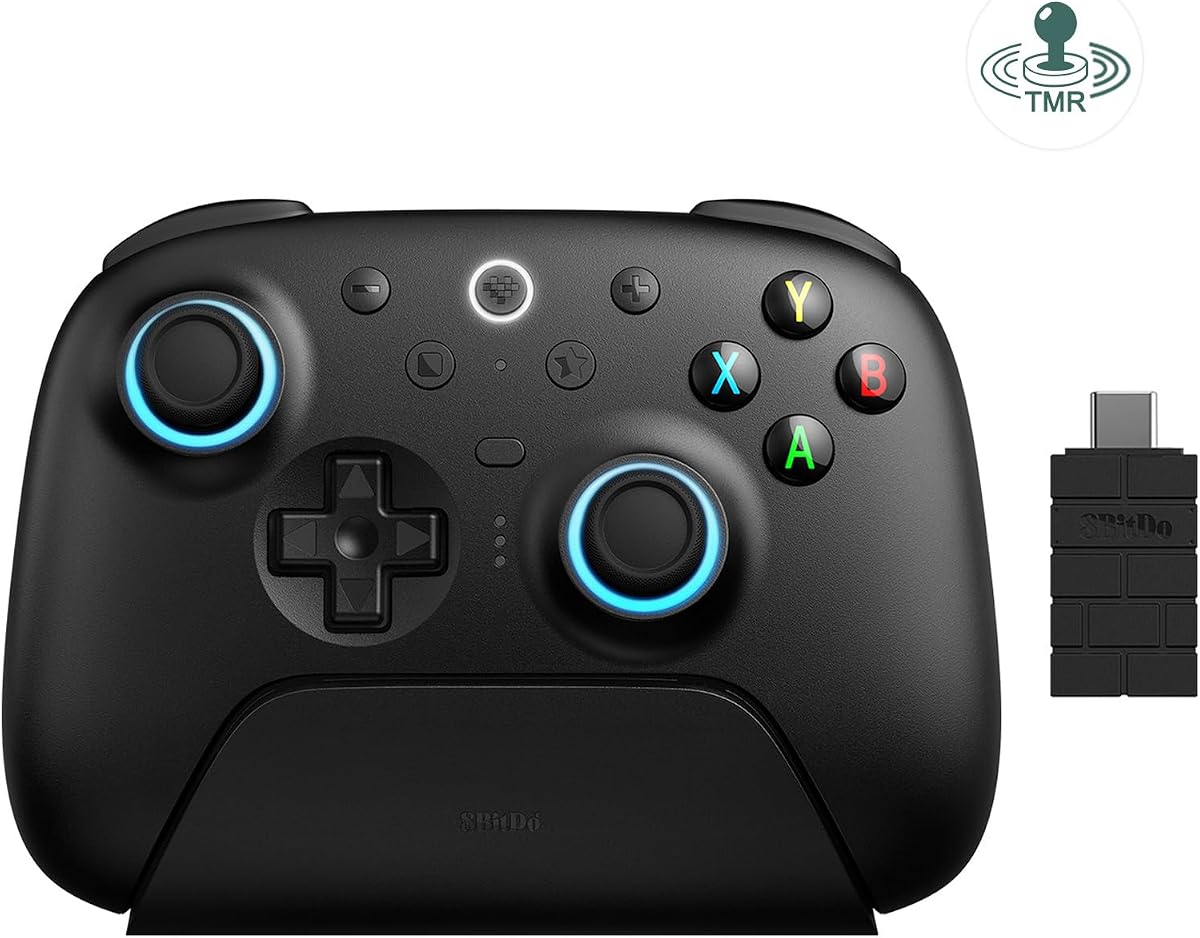 AKNES 8BitDo Ultimate 2 Wireless Controller for Windows & Android, TMR joysticks, 1000Hz Polling Rate, Tactile/Hall Triggers, Motion Control, Programmable L4/R4 Bumpers & 2 Back Paddle Buttons, Black