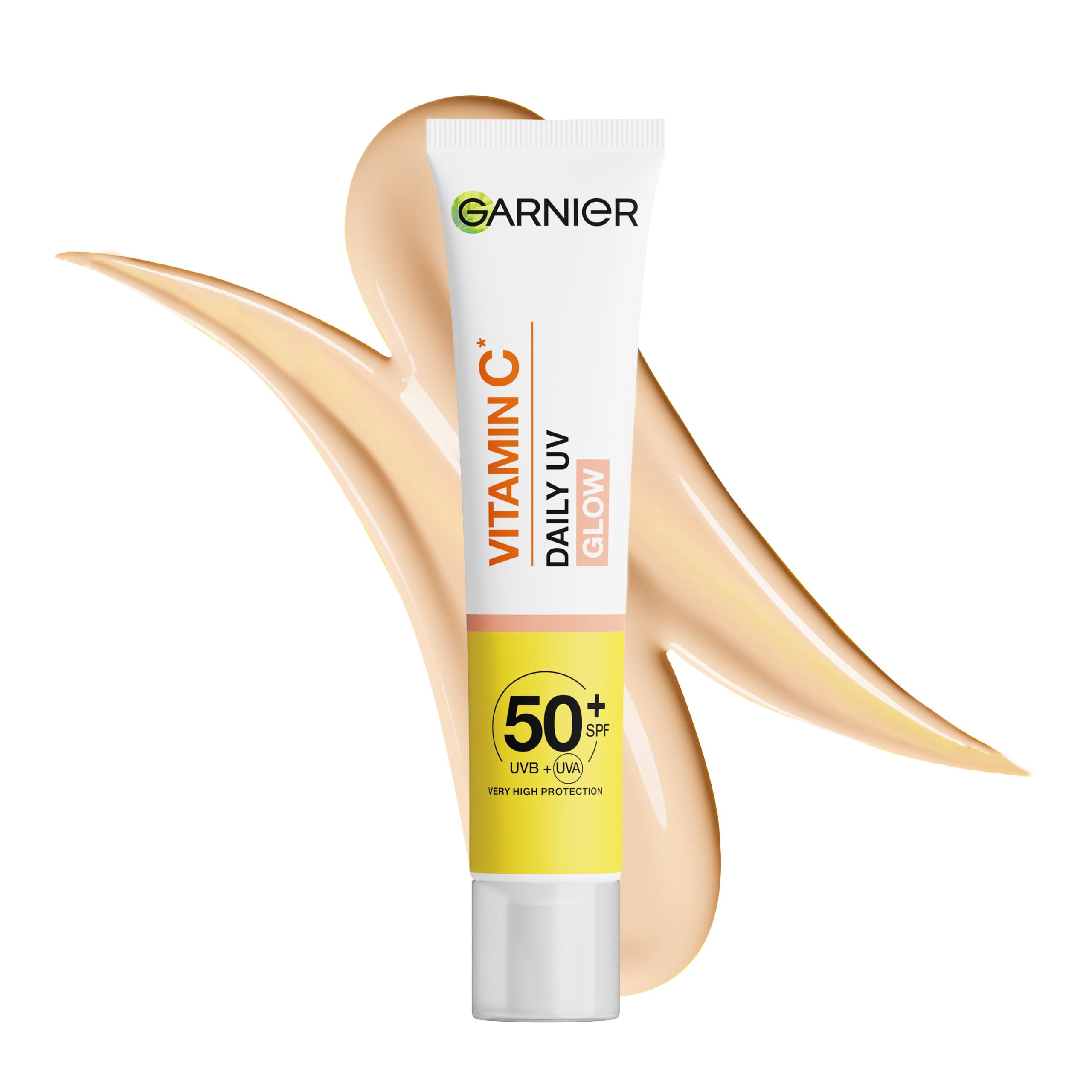 Garnier Vitamin C Tägliches Sonnenfluid, LSF 50+, Schützt und korriegiert Schäden durch die Sonne, Gleicht den Hautton aus, Für Gesicht & Hals, Vegan, Für alle Hauttypen, Daily UV Glow, 40 ml