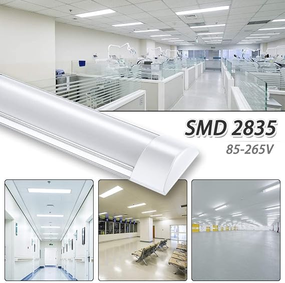 40W LED Batten Lights, 4ft LED Tube Light, 4500k Natural White Ceiling Surface Mounted Light, 4800LM 180 °Beam Angle Ceiling Light for Office, Bathroom, Kitchen (2 Packs)