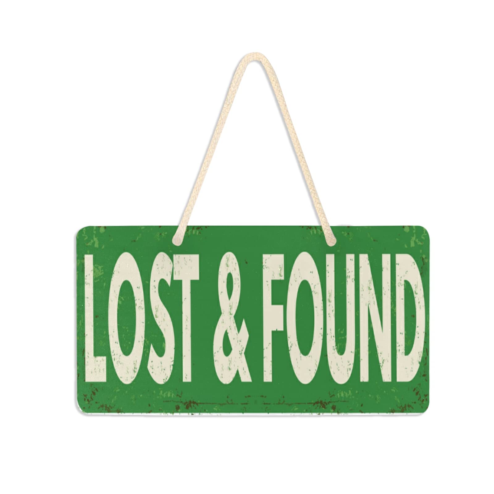 JUAMA Lost And Found Vintage Rusty Metal Sign Plaque Sign Wall Hanging House Sign Décor 11" x 6" Front Door Decorative Home Office Bar Coffee Library Shop Farmhouse Classroom