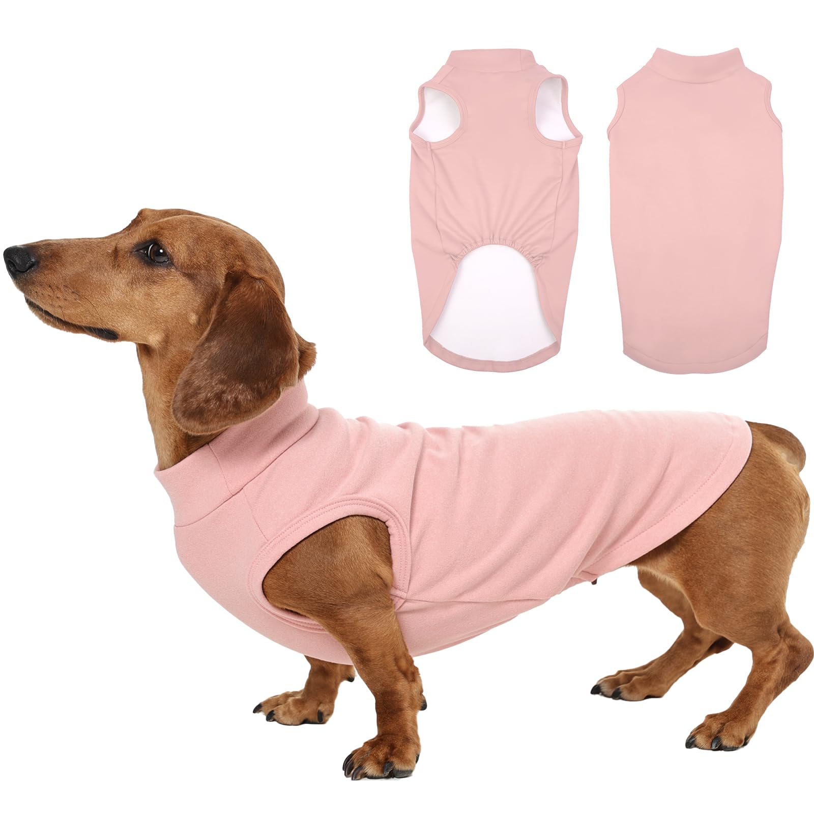 Soft Fleece Dachshund Sweater for Cold Weather, Pink, XS