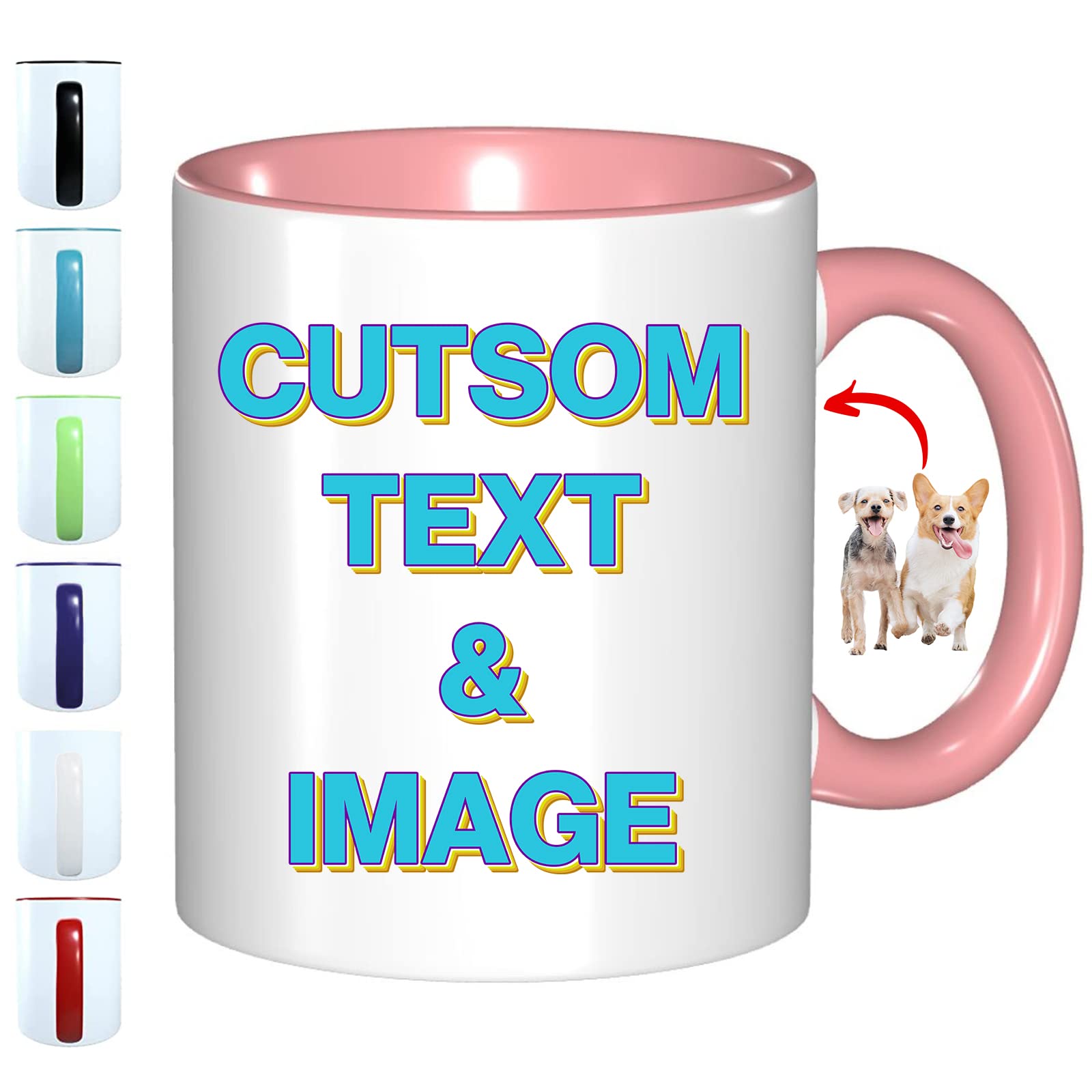 FEICANSEN Custom Mug Personalized Mug Customizable Gift Cup Customized Photo and Text or Logo Funny Picture Coffee Cup (Pink)