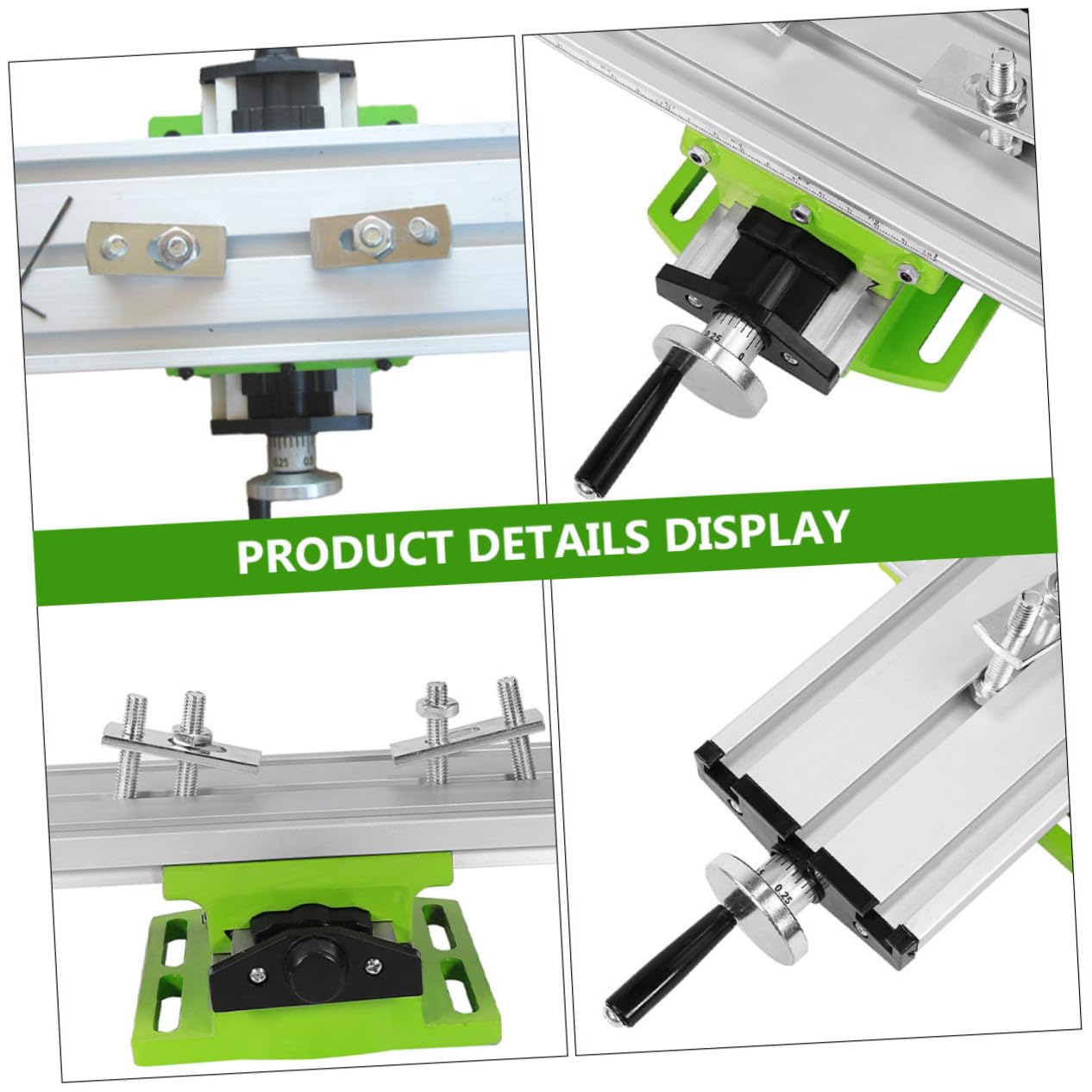 Tavolo Trasversale Multifunzione in Acciaio Legato Verde | Supporti Trapano e Fresatrici, Design Compatto e Portatile, Set 1 Pezzo Manuale e Accessori