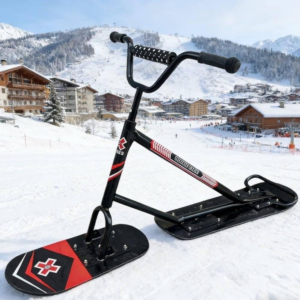 Winterspaß Mit Skiern, Schlittschuhen, Schneescooter, Ski-Scooter, Rodelschlitten Und Snowboard Mit Lenker, Vielseitig Einsetzbarem, Tragbarem Sandboard Und Snowskate. A