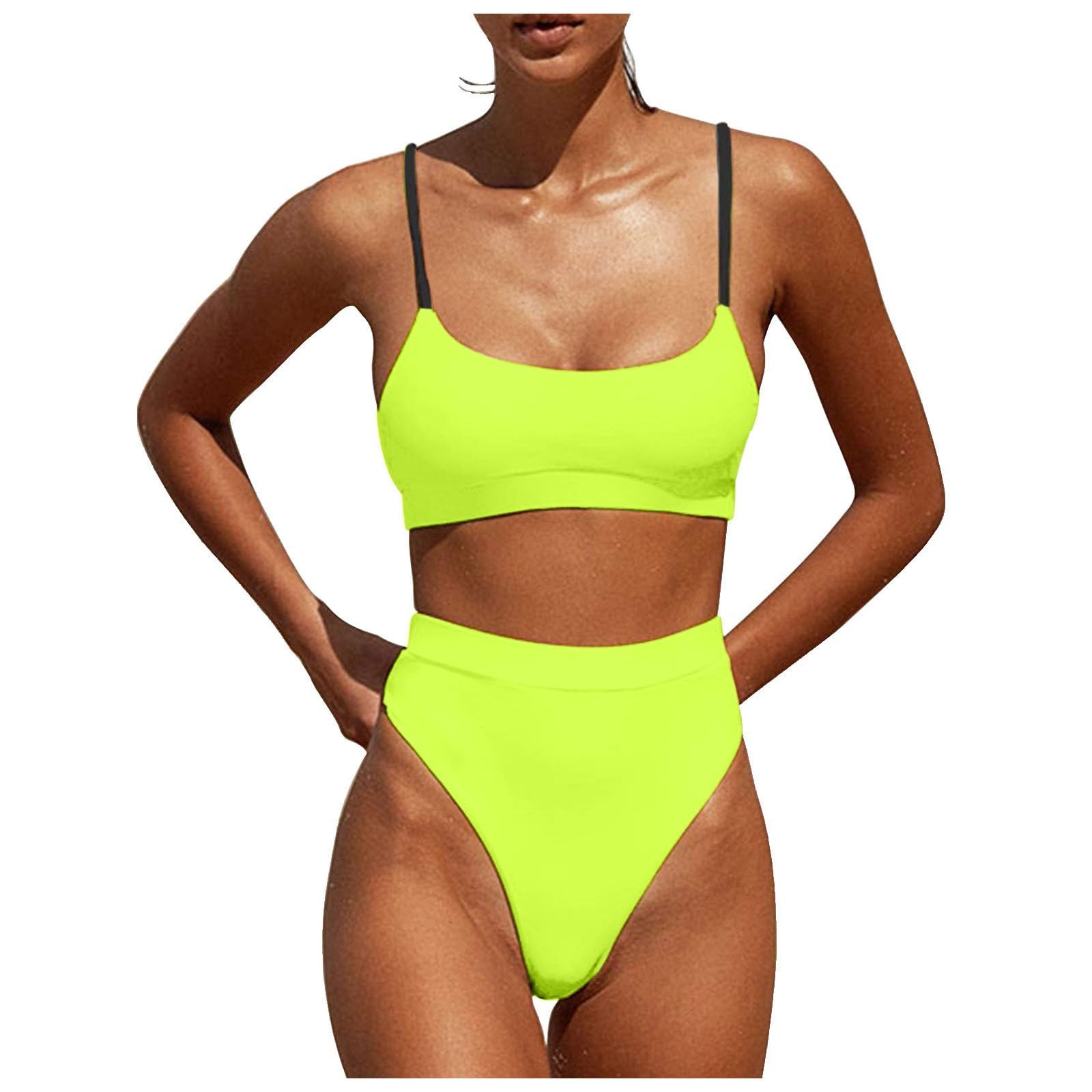Damski Zestaw Bikini Z Halternetem I Dołem Od Push Up Góra Dwuczęściowy Strój Kąpielowy, Czarny, XL
