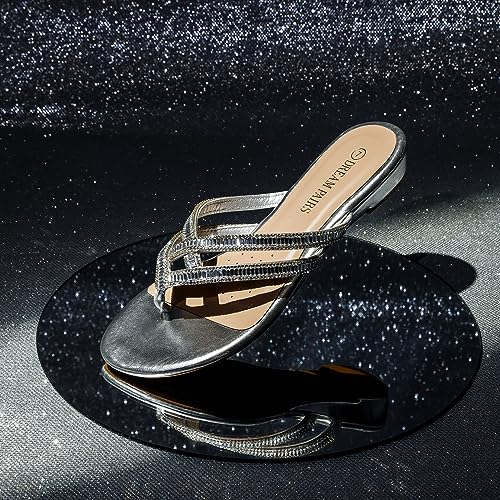 DREAM PAIRS Women's Fashion Rhinestones Design Slides Sandals2