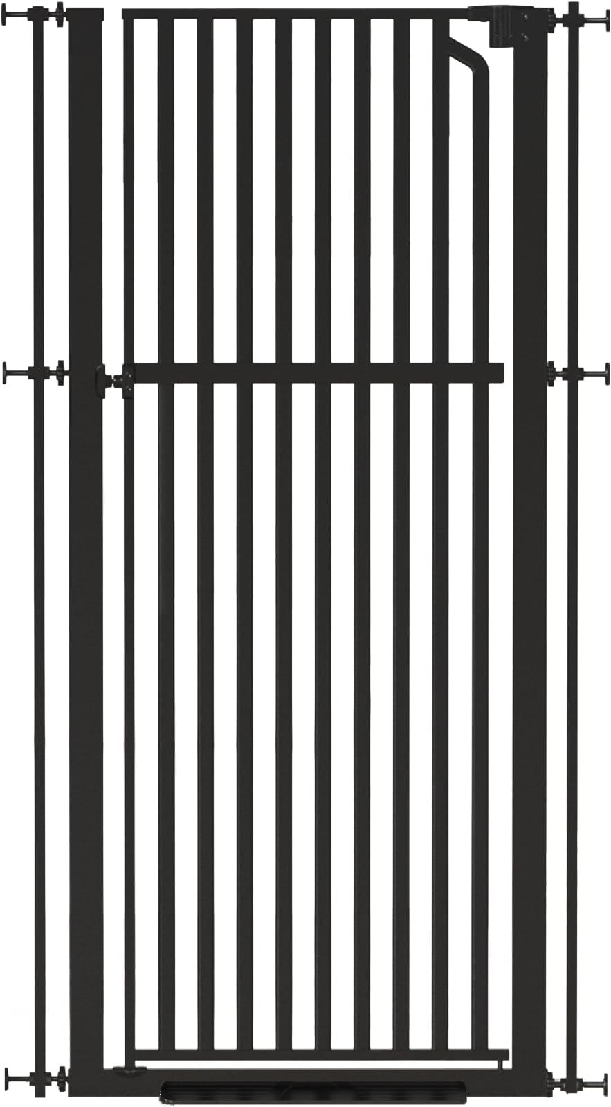Senneny 63” Extra Tall Cat Gate Auto Close & One-Hand Open, No Drilling Pressure Mounted Kits and Wall Mounted Kits, Metal Pet Gate Fits Openings 29.5” to 33.4” Wide, Black