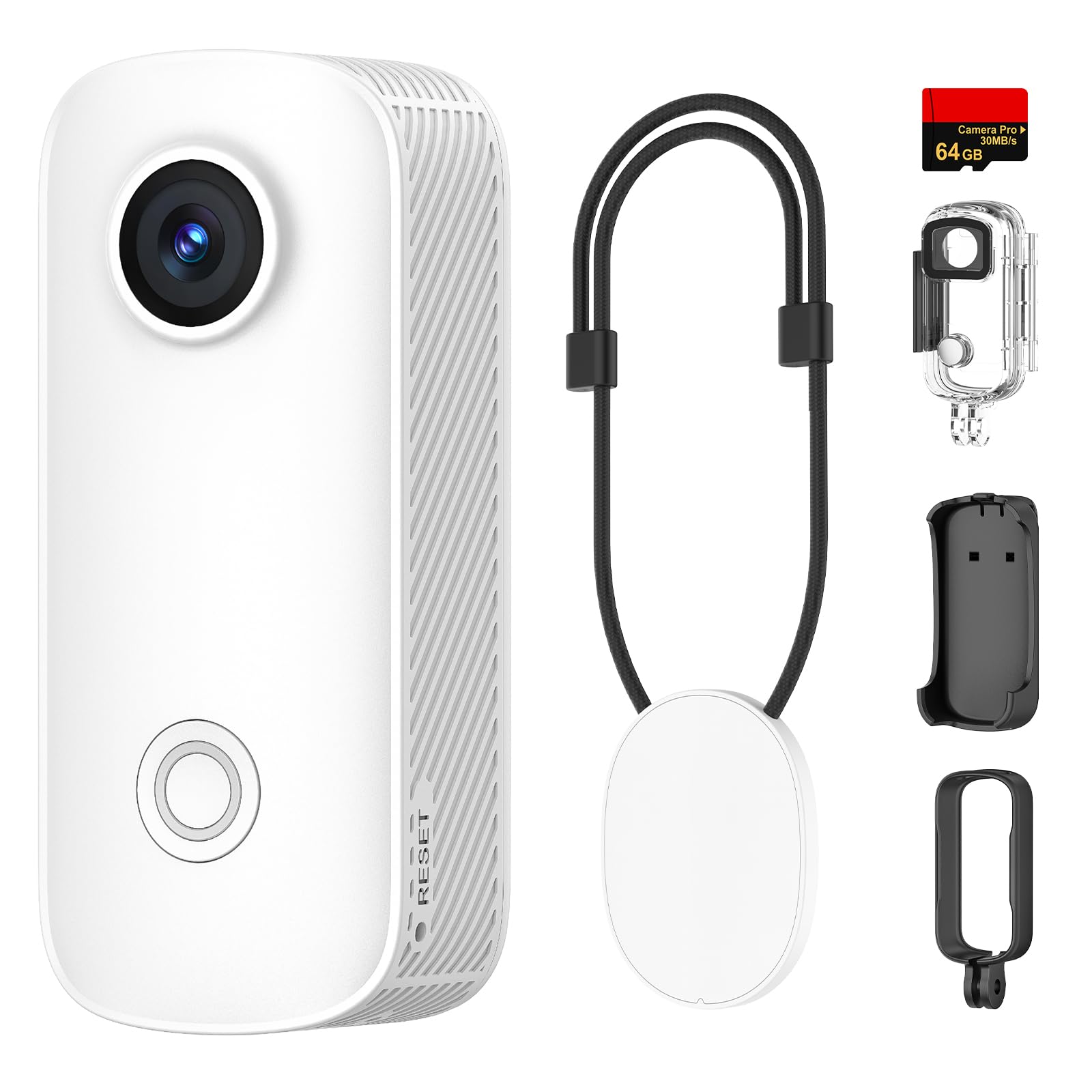 SJCAM C100PRO 4K POV Camera Cycling Combo,2.5H Power, 32g Ultra-Light Thumb Action Camera, Magnetic Wearable Body Cam for Vlogging,30m Waterproof Underwater, Mini Video Camera for Travel,White-image-23