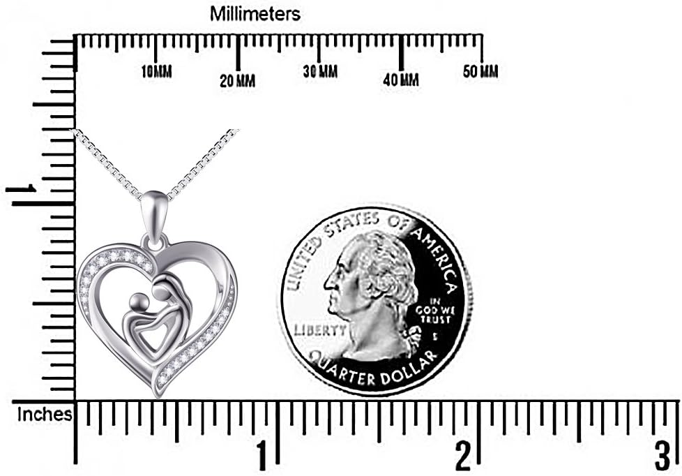 DAOCHONG Mother's Day Gift Mother Holding Child Sterling Silver Mothers Love Heart CZ Pendant Necklace for Women Mother Grandmother - Image 6