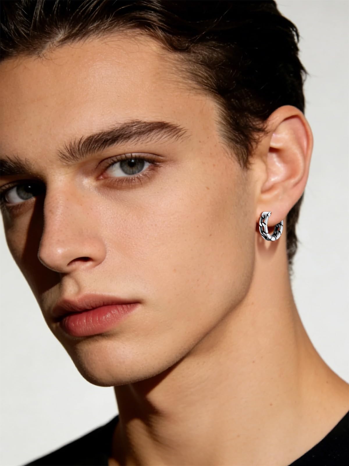 ChainsHouse Ohrringe für Herren Damen Edelstahl Creolen Ohrstecker mit Ketten Ohrhänger/Achteck/Legel/Triangel Design Hoop Kreolen Punk Ohrpiercing Ohrschmuck Modeschmuck für Männer Frauen