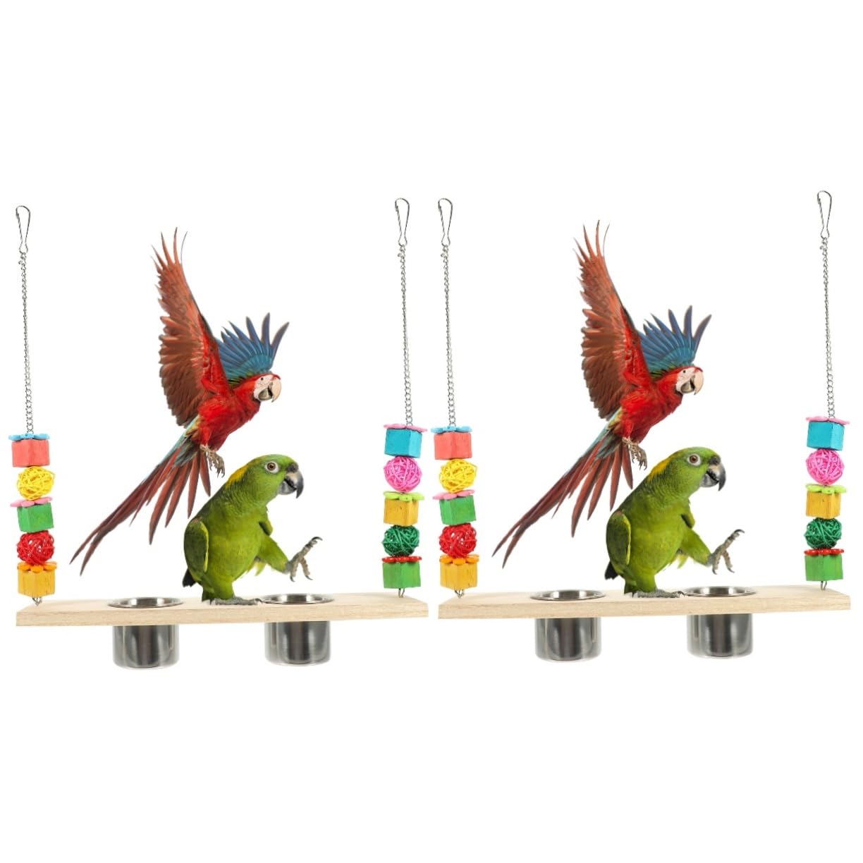 BESPORTBLE 2pezzi Giocattolo Per Pappagalli Con Altalena e Ciotola Per Cibo Accessorio Per Uccelli Naturale Alimentatore e Gioco Per Pappagalli Parakeet e Finches