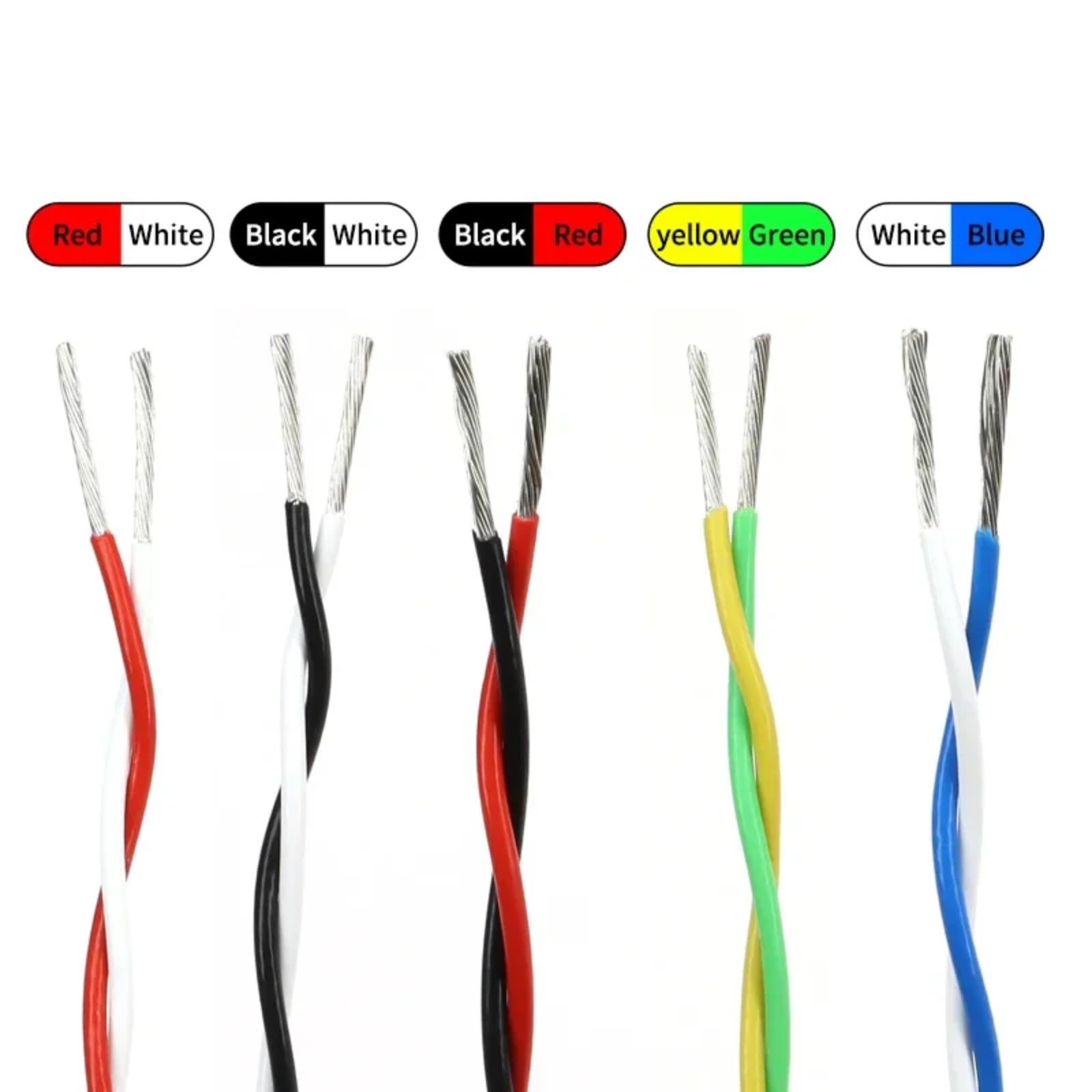 2 Cavi a coppia trenzata 26/25/24/22/20/18/17/15/13AWG AFS200(Yellow-green; 5 meters; 26AWG (0.12mm2))