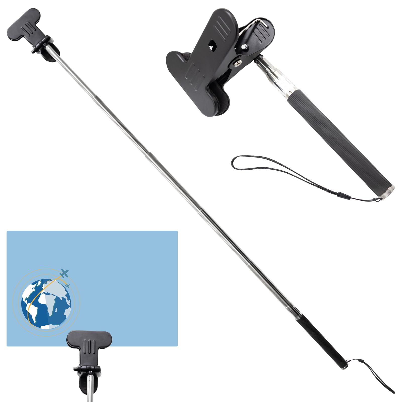 2 Sets Handheld Adjustable Sign Holder 10.4-39.7’’ Stainless Steel Billboard for Sports Meetings Exhibition Welcome Leader Tour Guide Parade, No