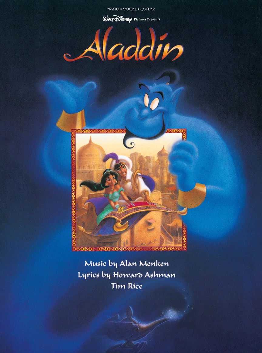 Aladdin - Piano Vocal Guitar Songbook | Disney Animated Film Songs | 7 Iconic Songs from Alan Menken Tim Rice and Howard Ashman | Piano Chords and Guitar Diagrams | Complete with Art