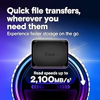 Vista 3 de Crucial X10 SSD portátil de 2 TB, hasta 2,100 MB/s, USB 3.2 USB-C, unidad externa de estado sólido, compatible con Windows, Mac y Android, Negro