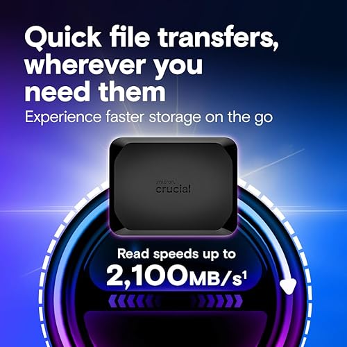Miniatura 3 de Crucial X10 SSD portátil de 2 TB, hasta 2,100 MBs, USB 3.2 USB-C, unidad externa de estado sólido, compatible con Windows, Mac y Android,
