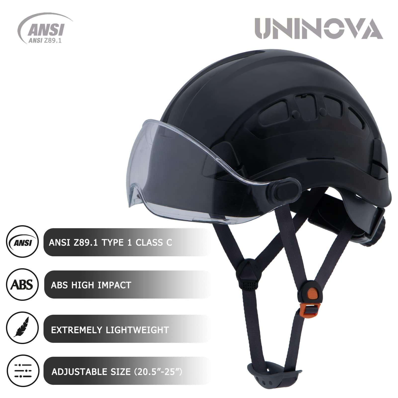 Safety Hard Hat - ANSI Z89.1 Approved Helmet Adjustable - 6-Point Ratchet Suspension & OSHA Hardhats