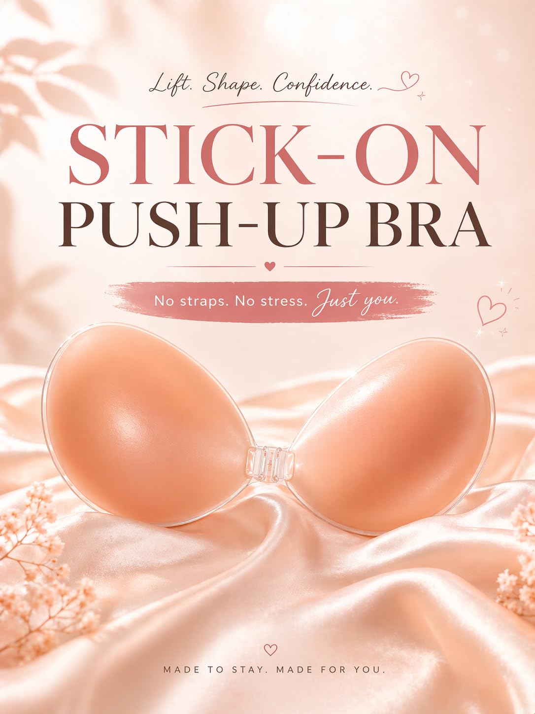 AfterDusk Reusable Silicone Adhesive Strapless Push-Up Bra | Pipr Adhesive Fit | Stick-On Strapless Bra | Backless Tops | Strapless Dresses | Braless Outfits-image-15