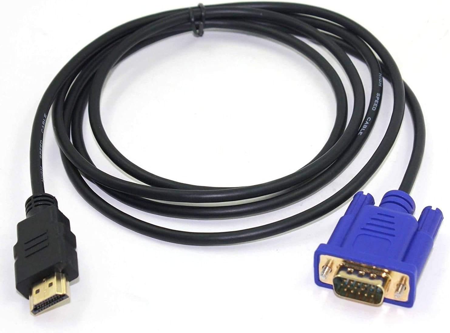 HDMI to VGA Cable Converter, 6Ft 1.8M 1080P HDMI Male to VGA Male D-SUB 15 Pin M/M Connector Adapter Cable Cord Transmitter, HDMI to VGA one-way transmission cable (No Signal Conversion Functio)