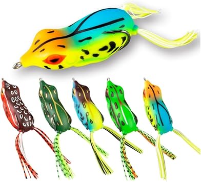 5pcs Thunder Frog Lure 7.5cm 18.2g Topwater Fishing Bait Floating Biomimetic Soft Rubber with Noise Bead for Bass Green Wodsty 5pcs Floating Thunder Frog Lure 7.5cm 18.