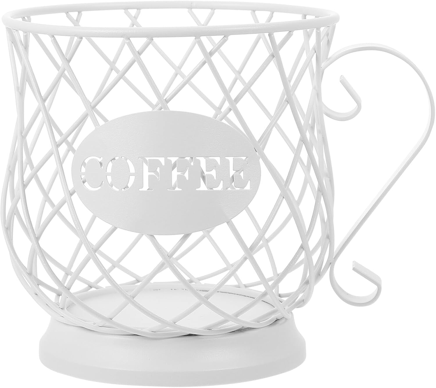 DOITOOL Metal Coffee Pod Basket Holder for Countertop Storage White Coffee Capsule Organizer with Large Open Mouth Flat Bottom Protection Premium Metal