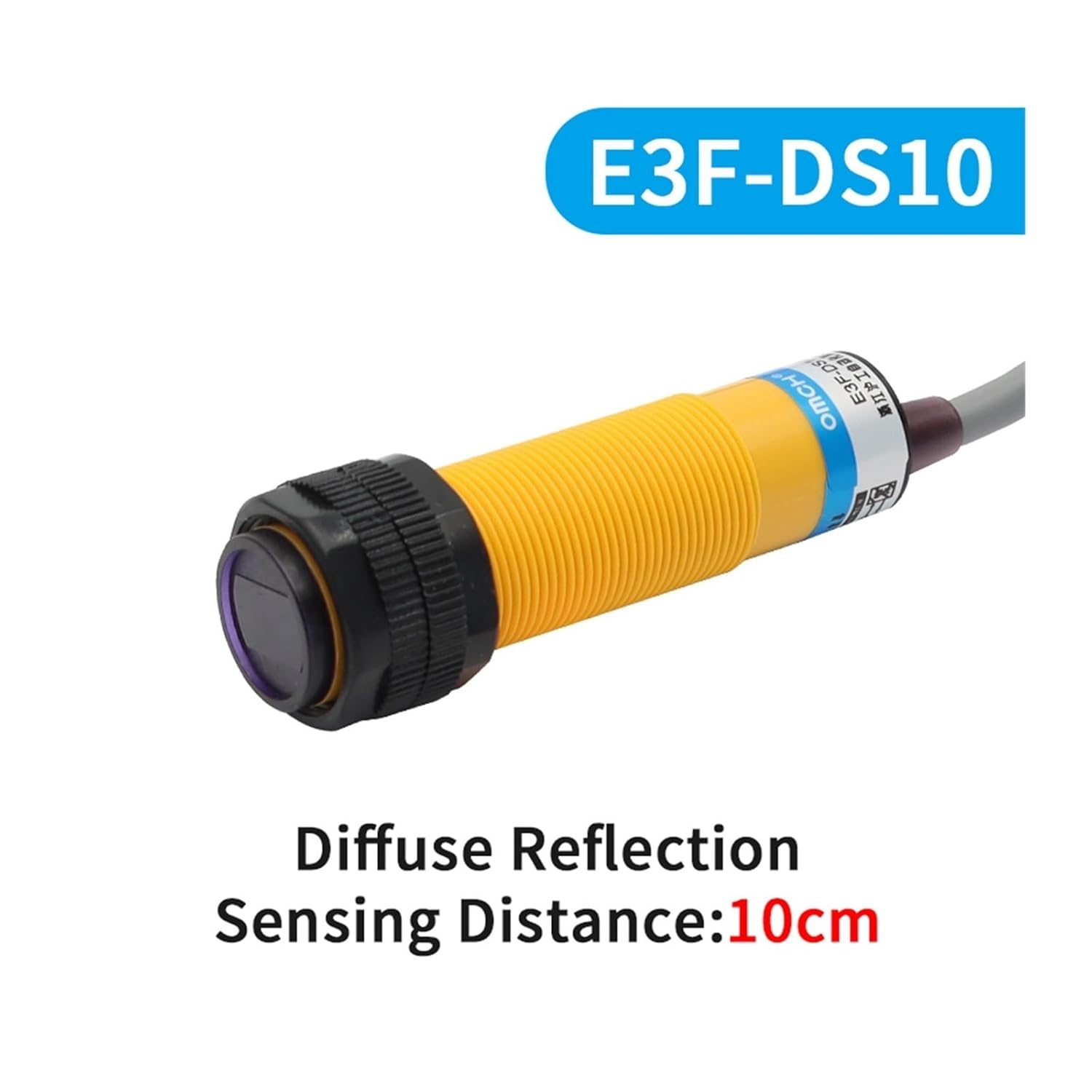 E3F M18 10cm 30cm 2M 5M Optical Detection Diffuse Feedback Reflection Reflective Photoelectric Sensor Switch Adjustable(E3F-DS10,PNP NO)