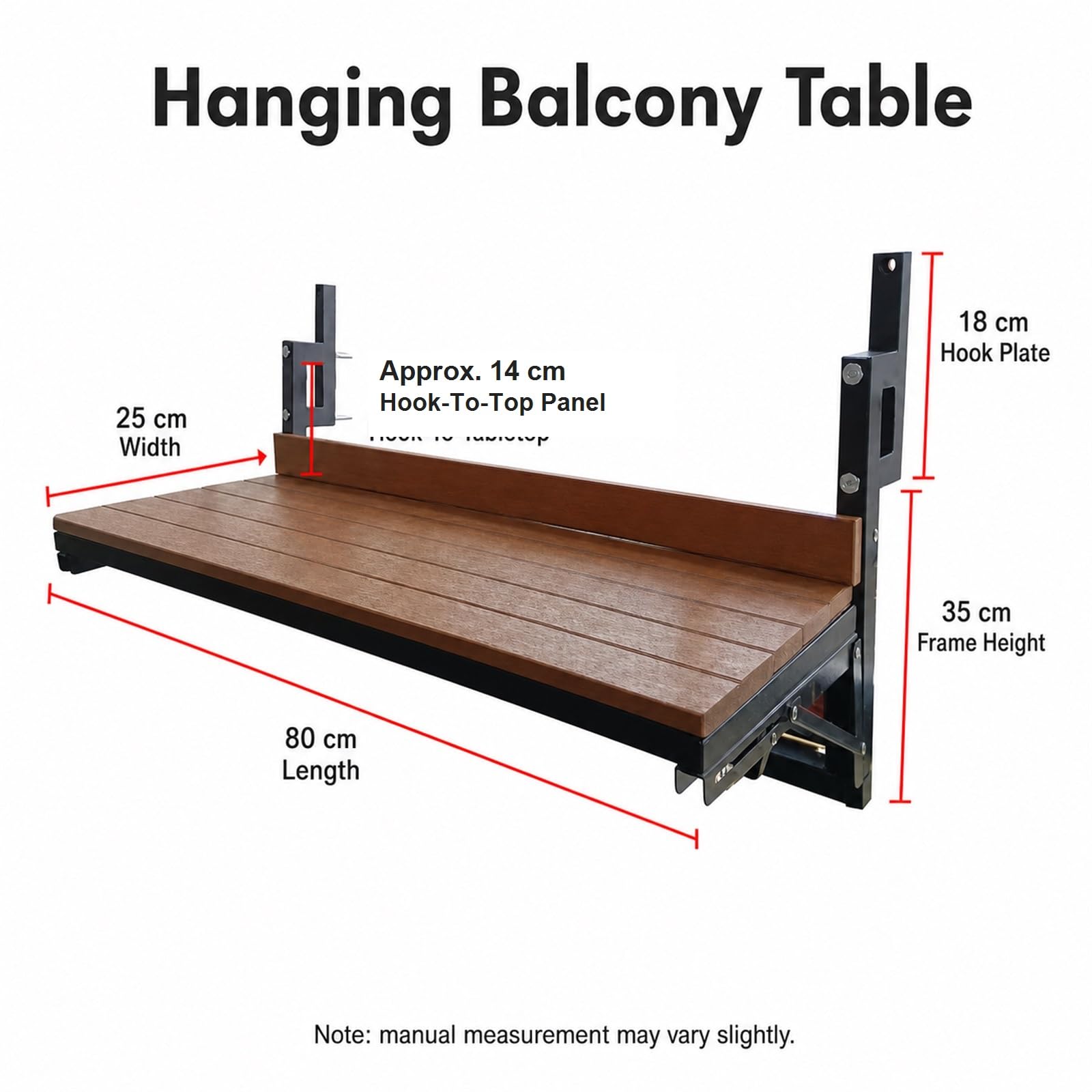 Tavolo sospeso da Balcone Tavolo Sospeso Pieghevole in per Ringhiera del Balcone Tavolo da Bar per ringhiera pensile da Esterno Facile da Pulire per terrazza,Esterni,Veranda