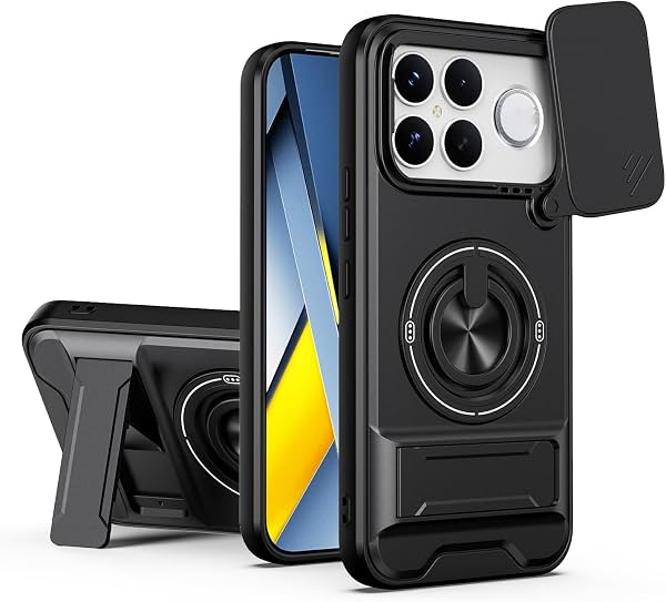 Funda Compatible con Xiaomi Poco F8 Ultra 5G, Funda Magnética de Doble Soporte para Teléfono en Negro
