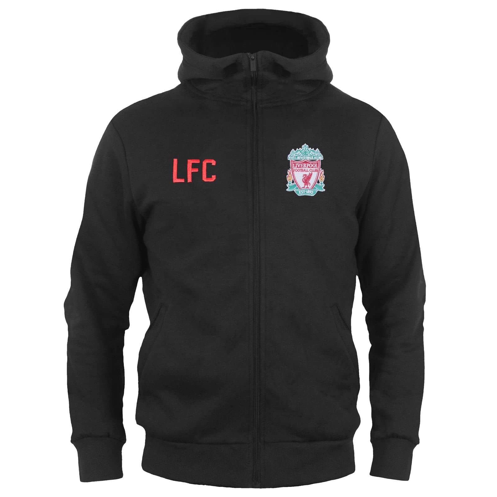 Liverpool Fc Official Soccer Gift Boys Fleece Zip Hoody Black