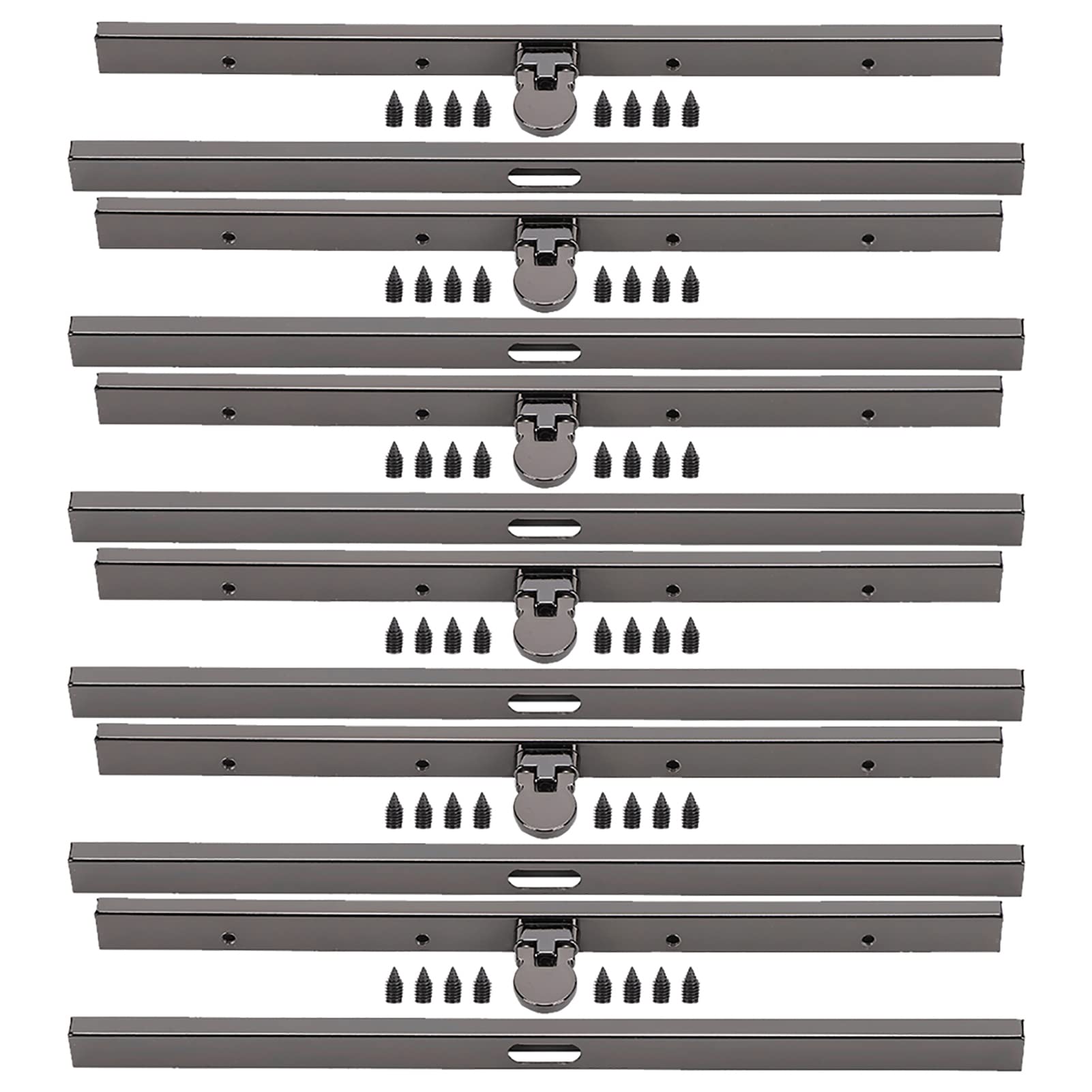 6PCs Metal Wallet Frame, 19cm Straight Side Bag Lock Wallet Clasp for DIY Craft Purse Bag Wallet(Gun-Gray)