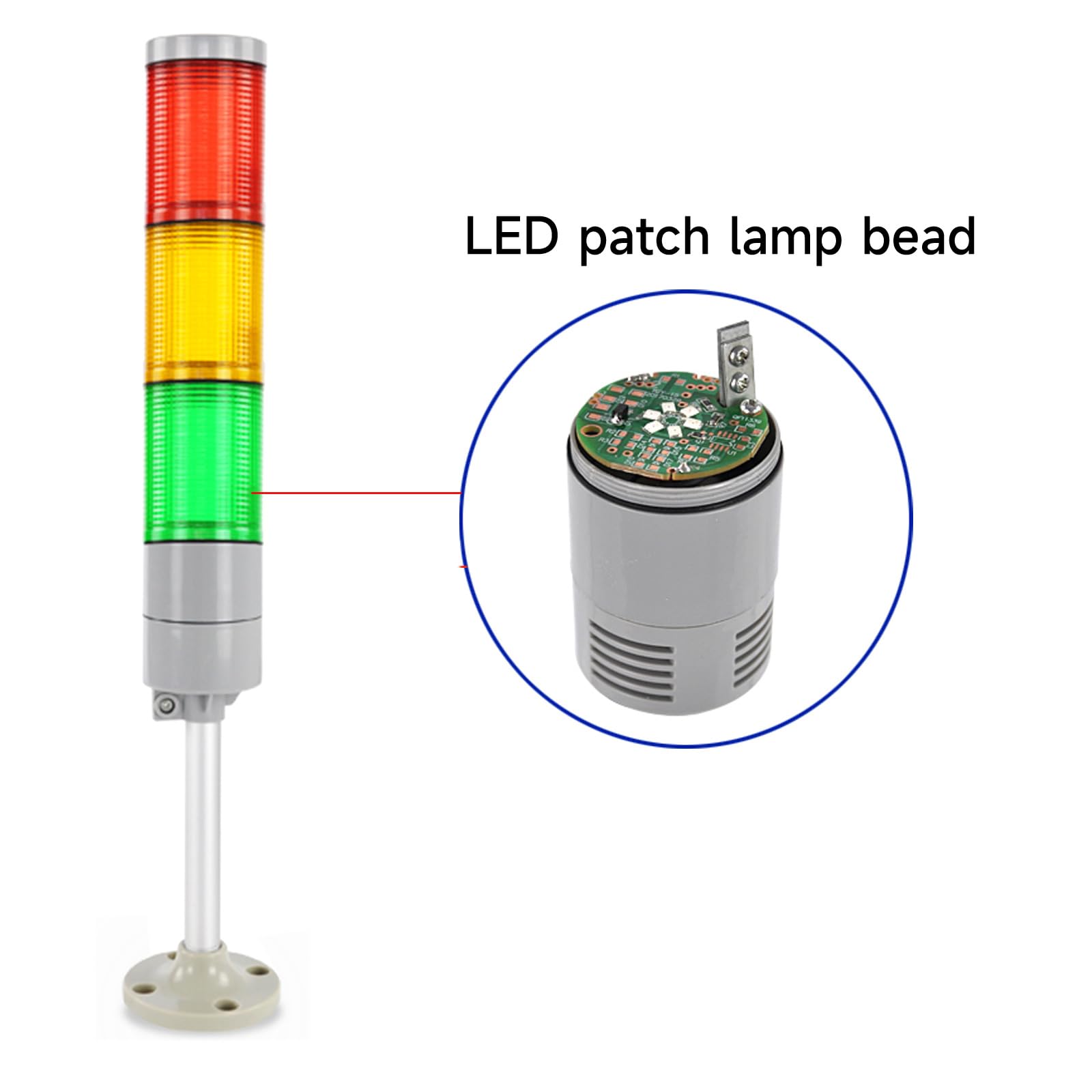 Tower Light IP65 Waterproof Stack Light with Round Bottom LED 3 Layers Machine Signal Light Equipment Emergency Warning Light LTE-052T-3-DC12V